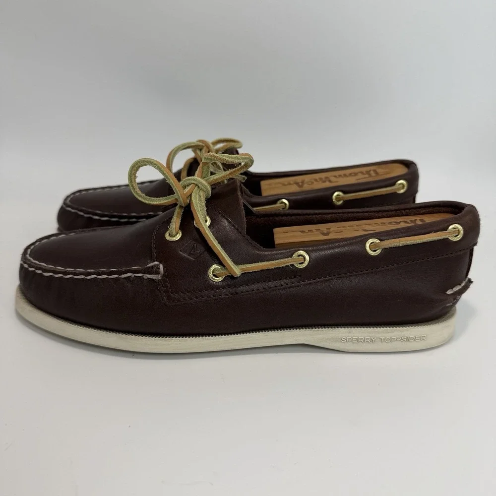 Sperry Brown 2-Eye Boat Shoes Top Sider Women's Sz 8.5W Nautical Brown 9155017